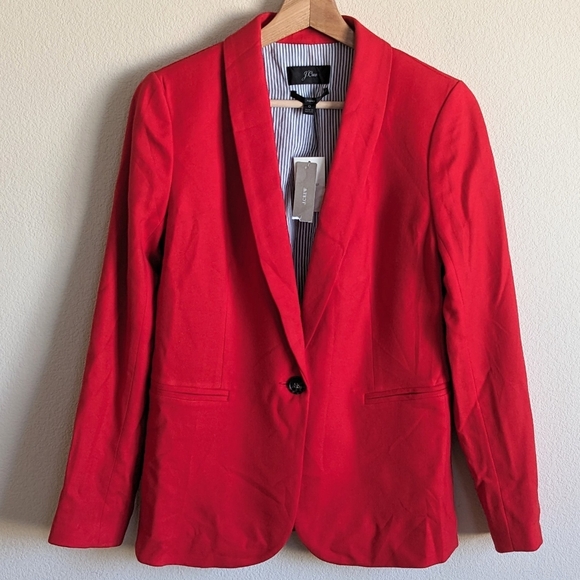 J. CREW Parke Blazer Wool Women 0 Red Holiday Christmas Preppy Party Office Work - Picture 1 of 9